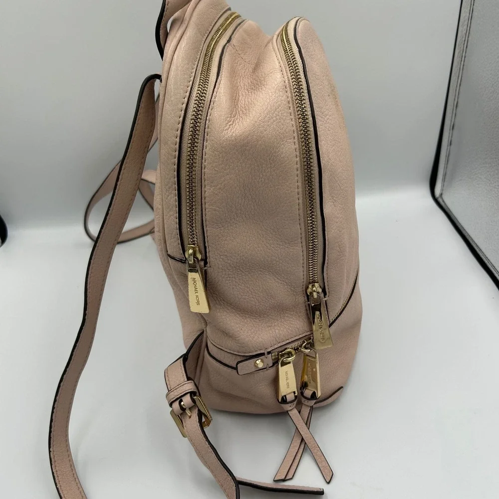 Michael Kors Rhea Backpack Womens Medium  Pink Pebbled Leather Gold Hardware